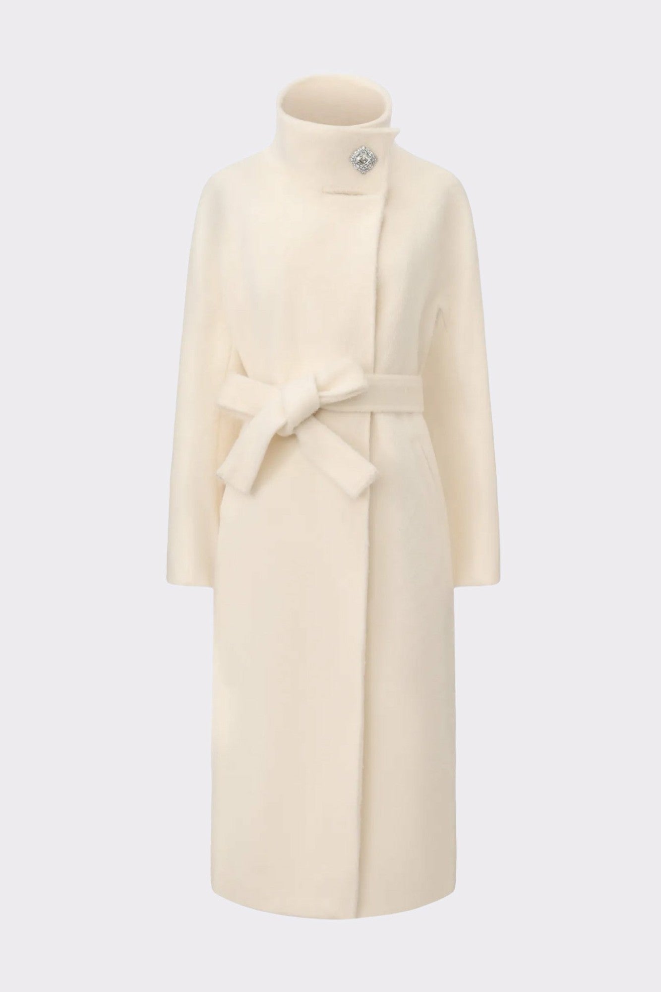 Audrey Long Coat: Off White Coat for Winter Wedding Guest | Nana Jacqueline