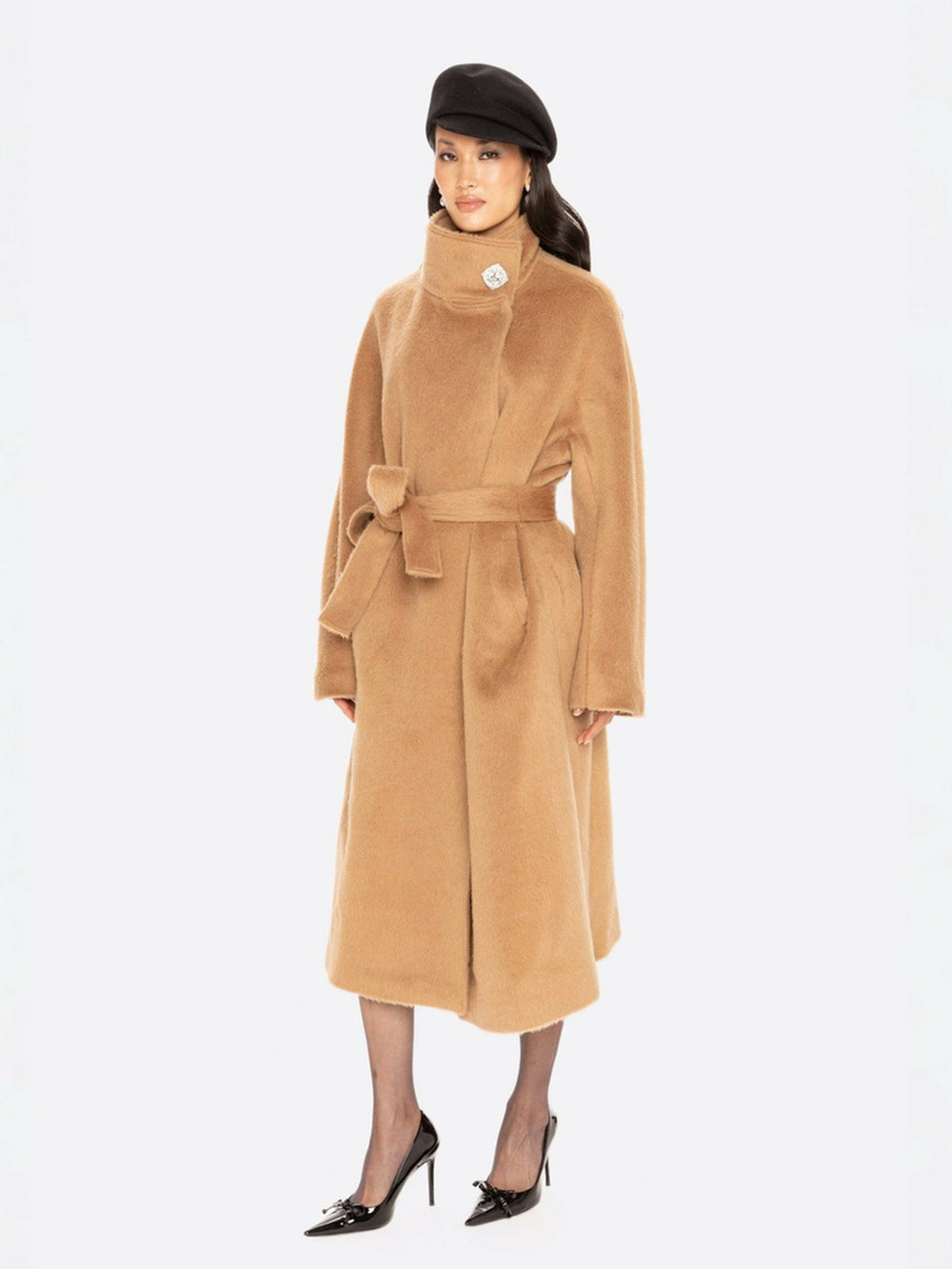 Audrey Long Coat: Camel Long Coat for Winter Events | Nana Jacqueline