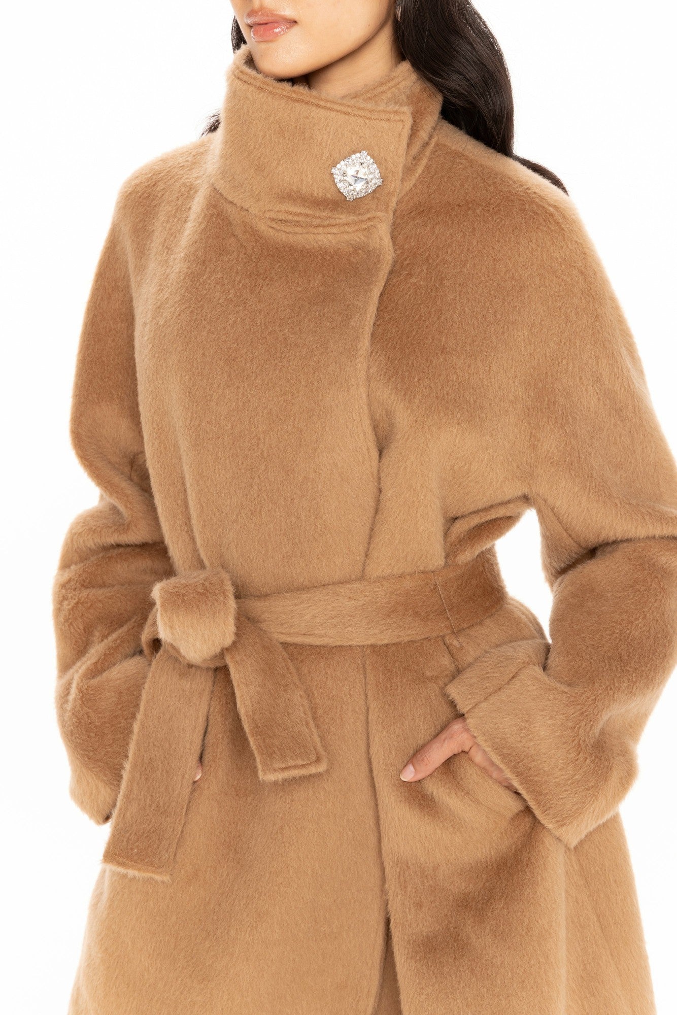 Audrey Long Coat: Camel Long Coat for Winter Events | Nana Jacqueline