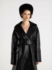 Keira Leather Trench Coat: Black Trench Coat for Date Night | Nana Jacqueline