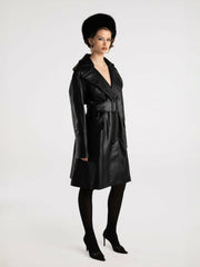 Keira Leather Trench Coat: Black Trench Coat for Date Night | Nana Jacqueline
