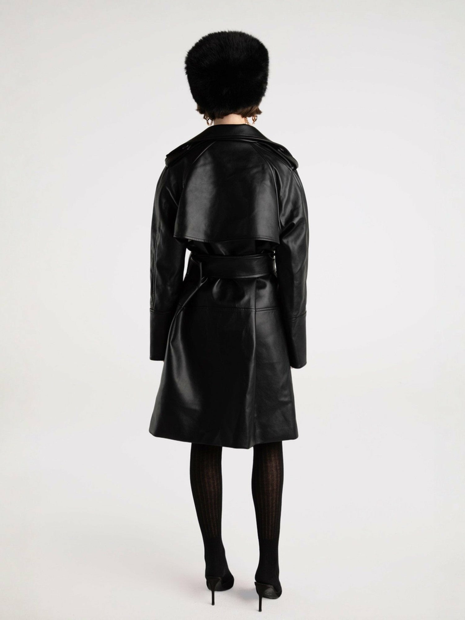 Keira Leather Trench Coat: Black Trench Coat for Date Night | Nana Jacqueline