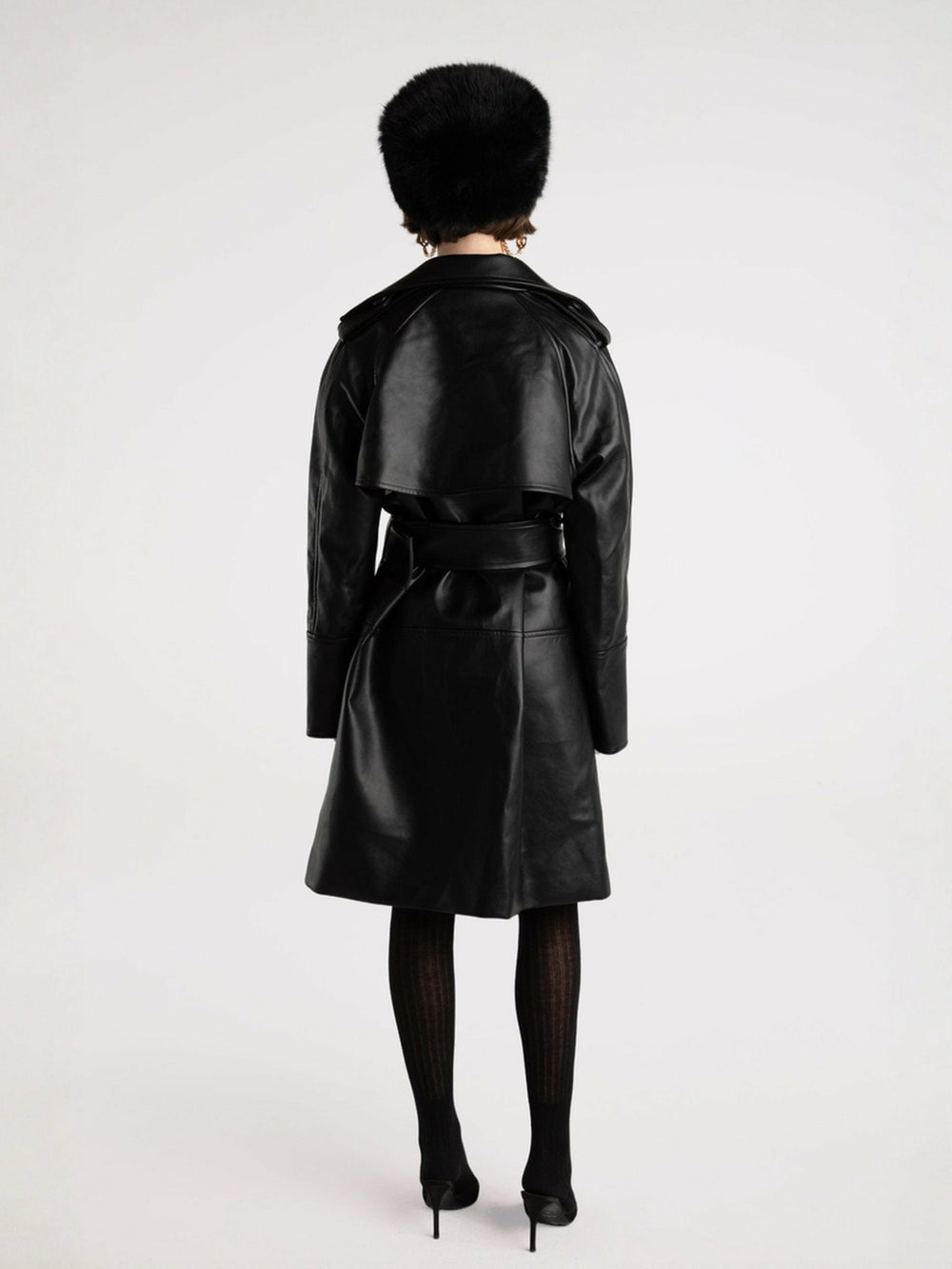 Keira Leather Trench Coat: Black Trench Coat for Date Night | Nana Jacqueline