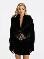 Mara Fur Coat: Black Fur Coat for Cocktail Party | Nana Jacqueline