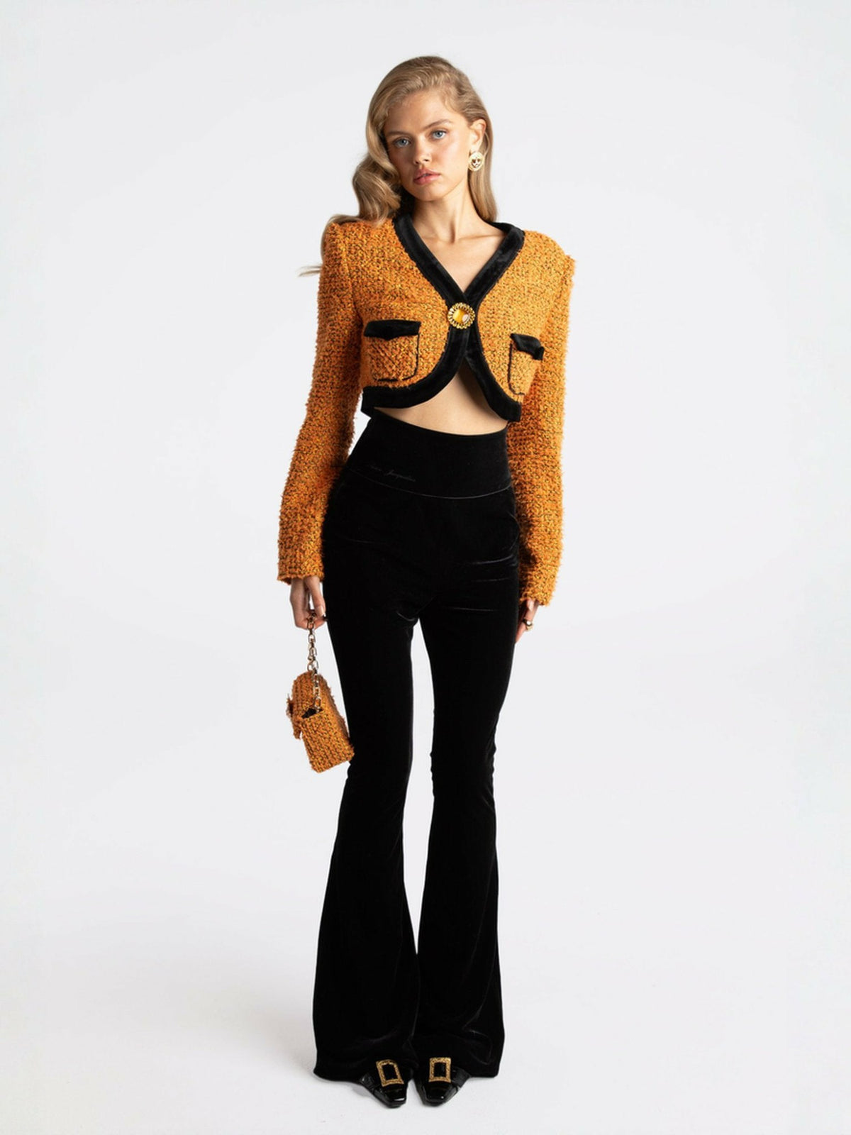 Miranda Crop Jacket: Yellow Crop Jacket for Date Night | Nana Jacqueline