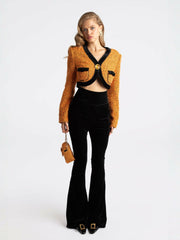 Miranda Crop Jacket: Yellow Crop Jacket for Date Night | Nana Jacqueline