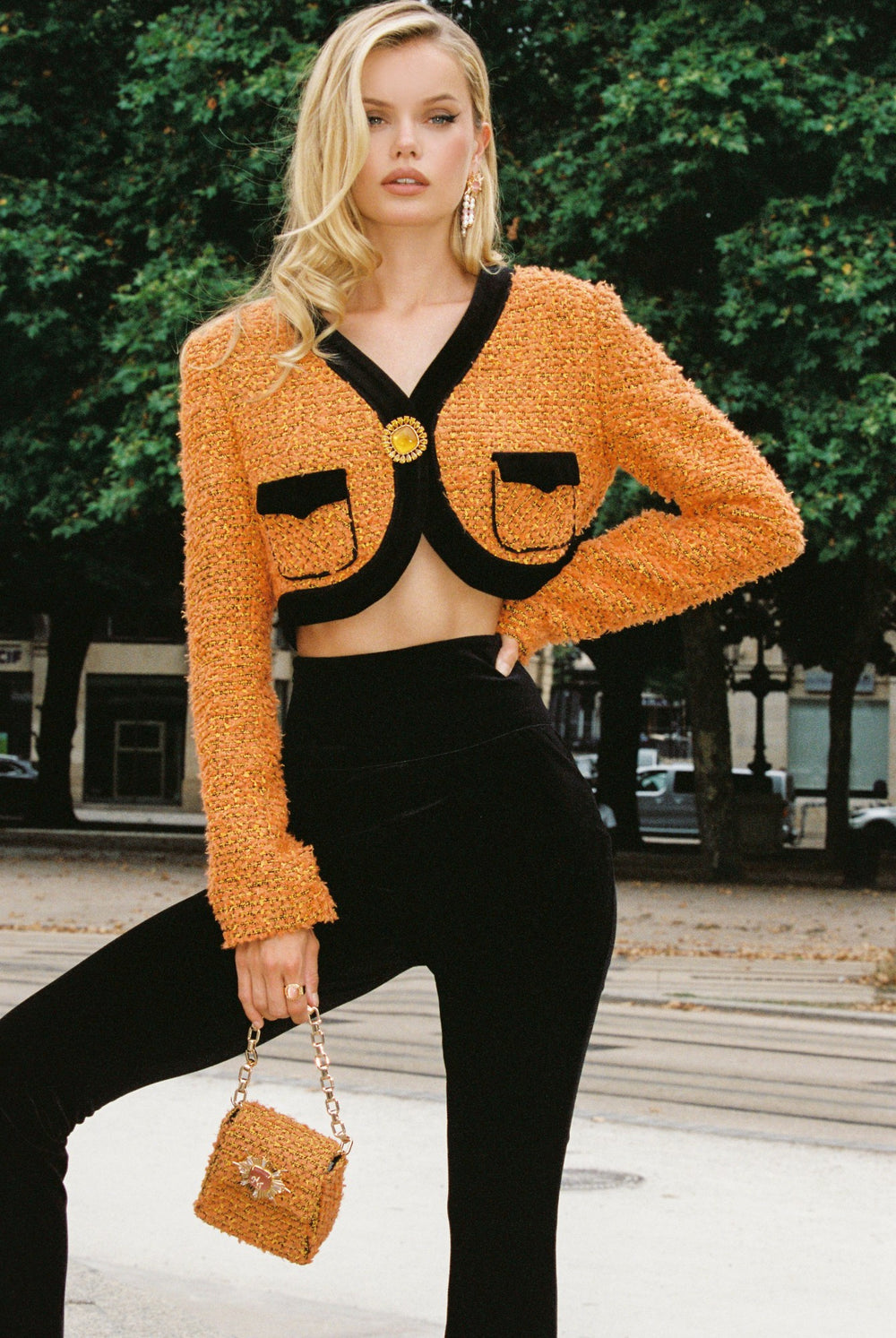 Miranda Crop Jacket: Yellow Crop Jacket for Date Night | Nana Jacqueline