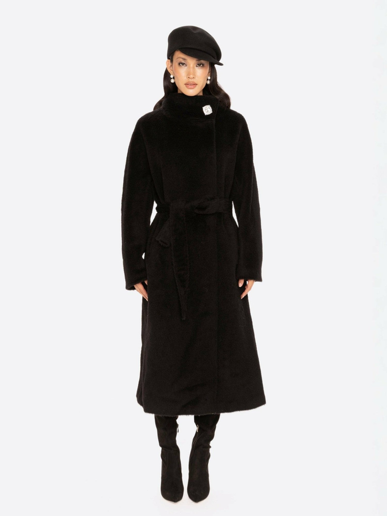 Audrey Long Coat: Black Long Coat for Winter Events | Nana Jacqueline
