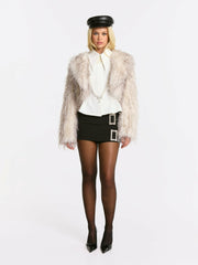 Mara Fur Coat: Pattern Fur Coat for Cocktail Party | Nana Jacqueline