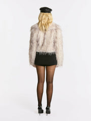 Mara Fur Coat: Pattern Fur Coat for Cocktail Party | Nana Jacqueline