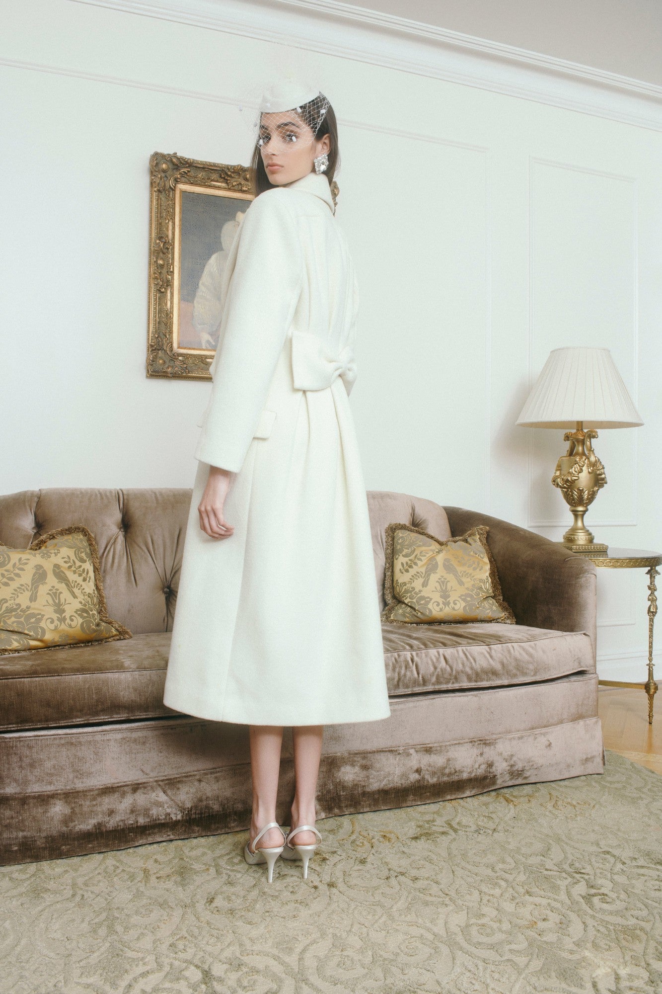 Gabriella Coat: White Coat for Winter Bridal Shower | Nana Jacqueline