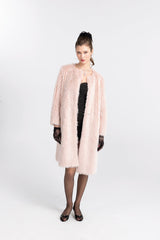 J’adore Faux Fur Long Coat: Pink Long Coat for Winter Party | Nana Jacqueline