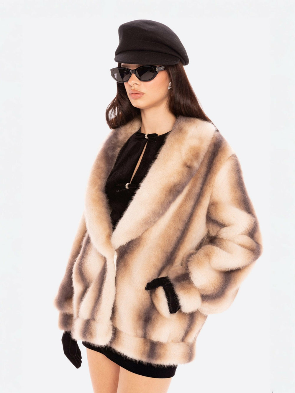 Bianca Faux Fur Coat: Beige Fur Coat for Winter Night Out | Nana Jacqueline