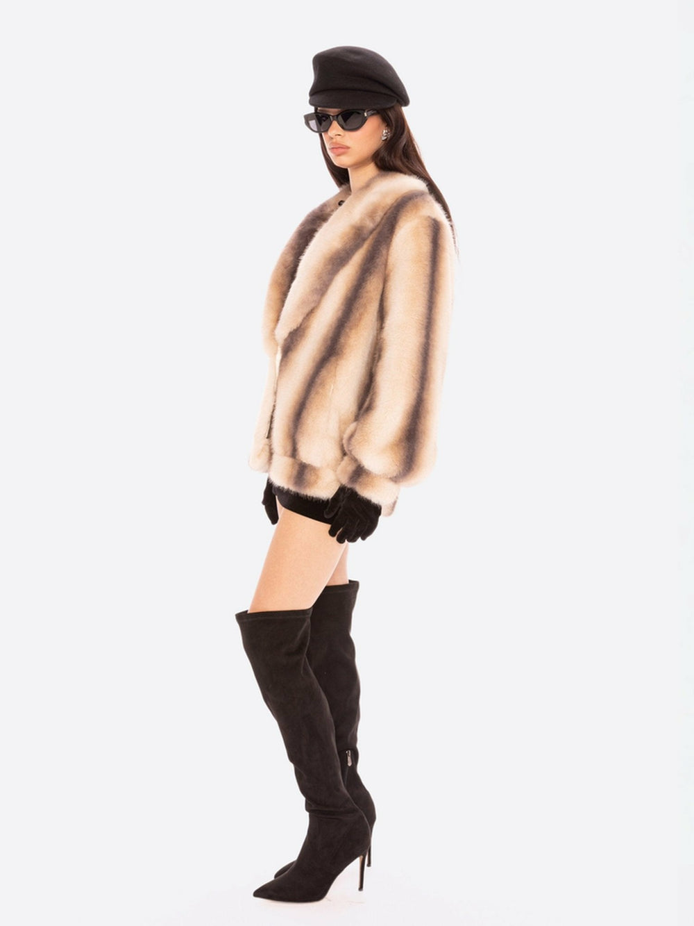 Bianca Faux Fur Coat: Beige Fur Coat for Winter Night Out | Nana Jacqueline