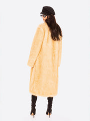 Isolde Faux Fur Long Coat: Yellow Fur Coat for Winter Events | Nana Jacqueline