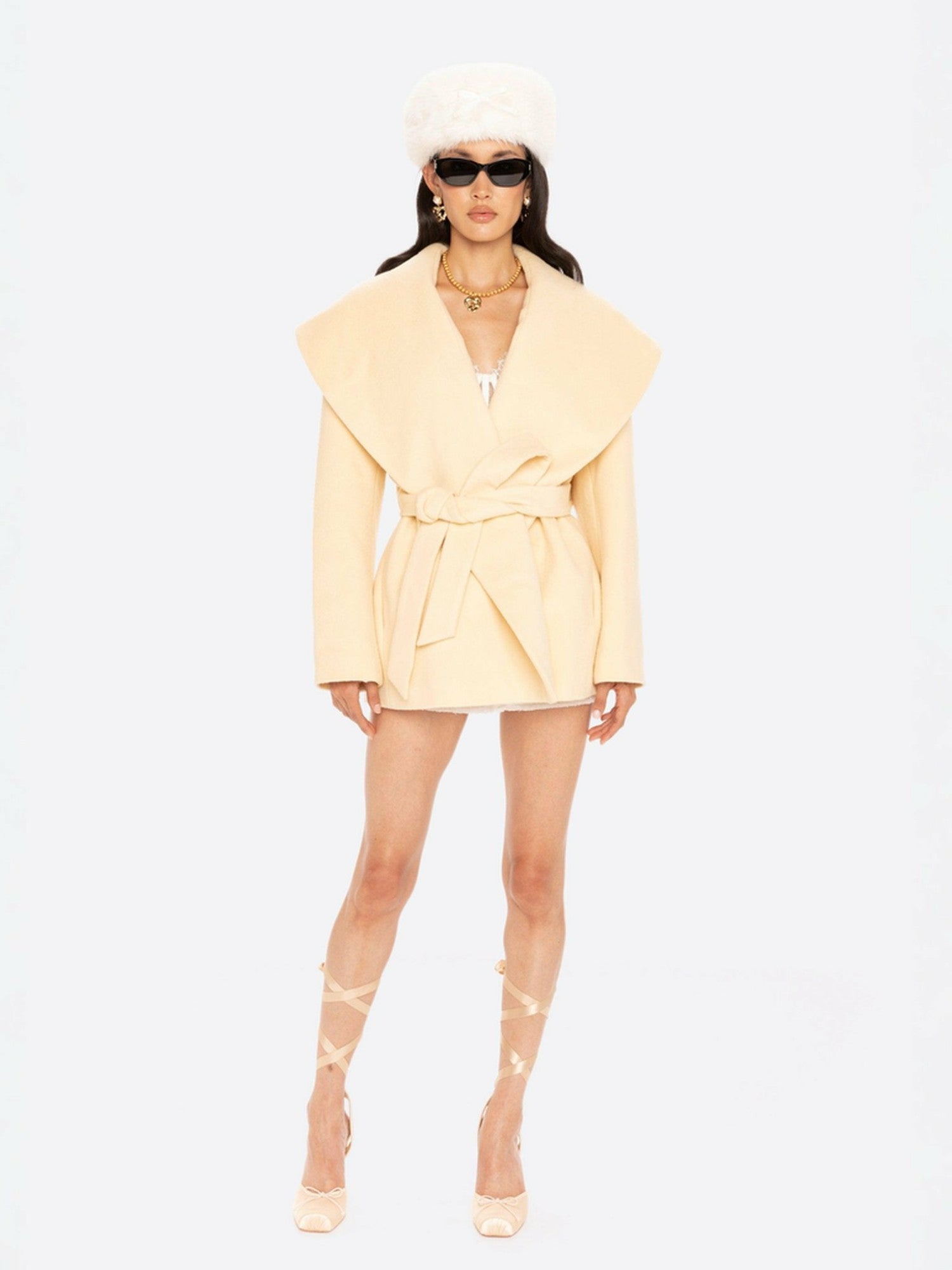 Victoria Bow Coat: Yellow Wrap Coat for Daytime Events | Nana Jacqueline