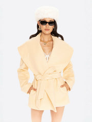 Victoria Bow Coat: Yellow Wrap Coat for Daytime Events | Nana Jacqueline