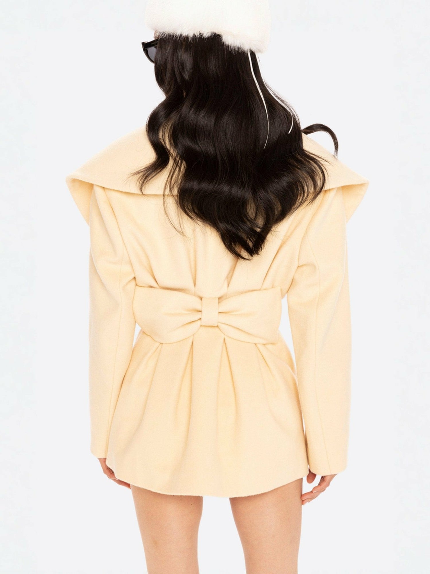 Victoria Bow Coat: Yellow Wrap Coat for Daytime Events | Nana Jacqueline