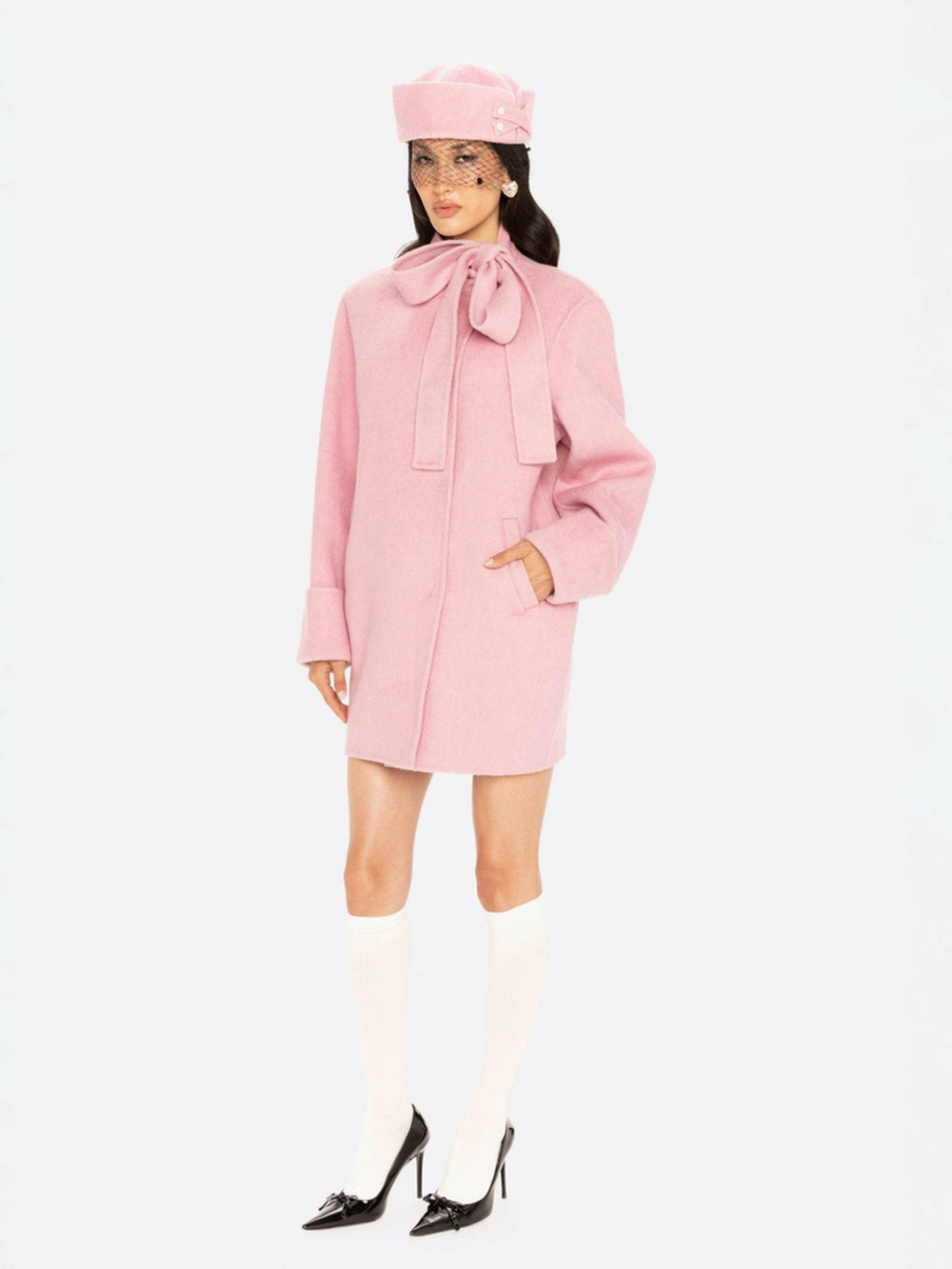 Juliette Cocoon Coat: Pink Coat for Winter Party | Nana Jacqueline