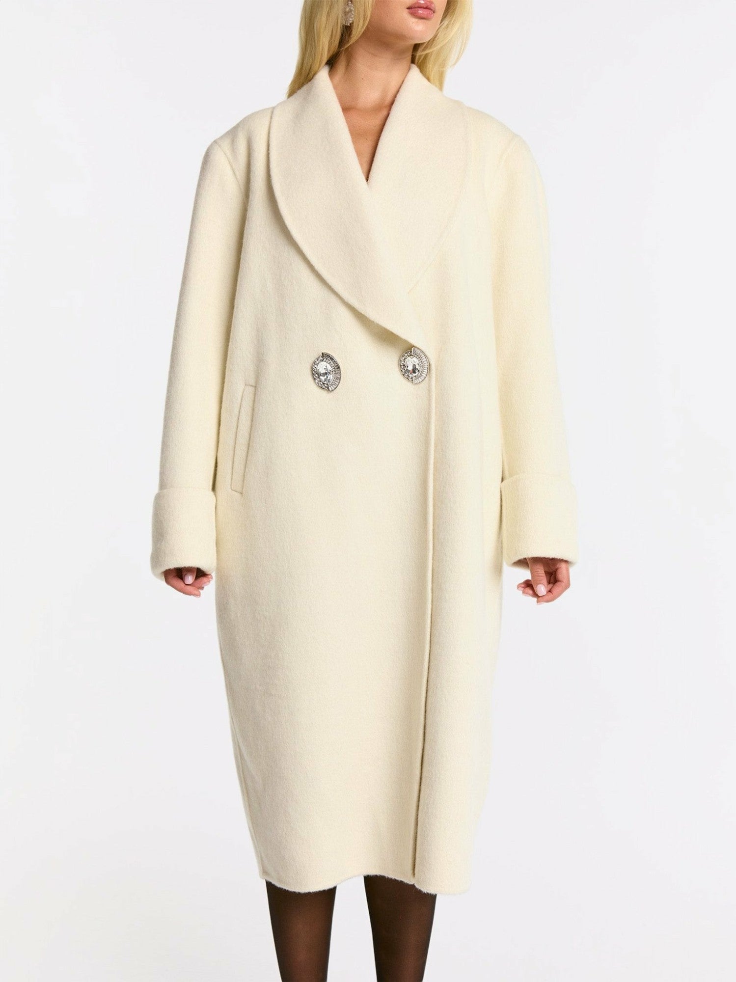 Audrina Coat: White Coat for Winter Wedding Guest | Nana Jacqueline