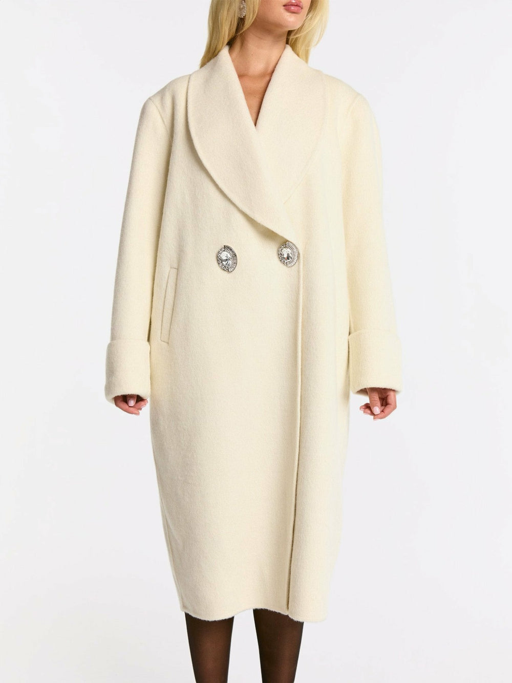 Audrina Coat: White Coat for Winter Wedding Guest | Nana Jacqueline