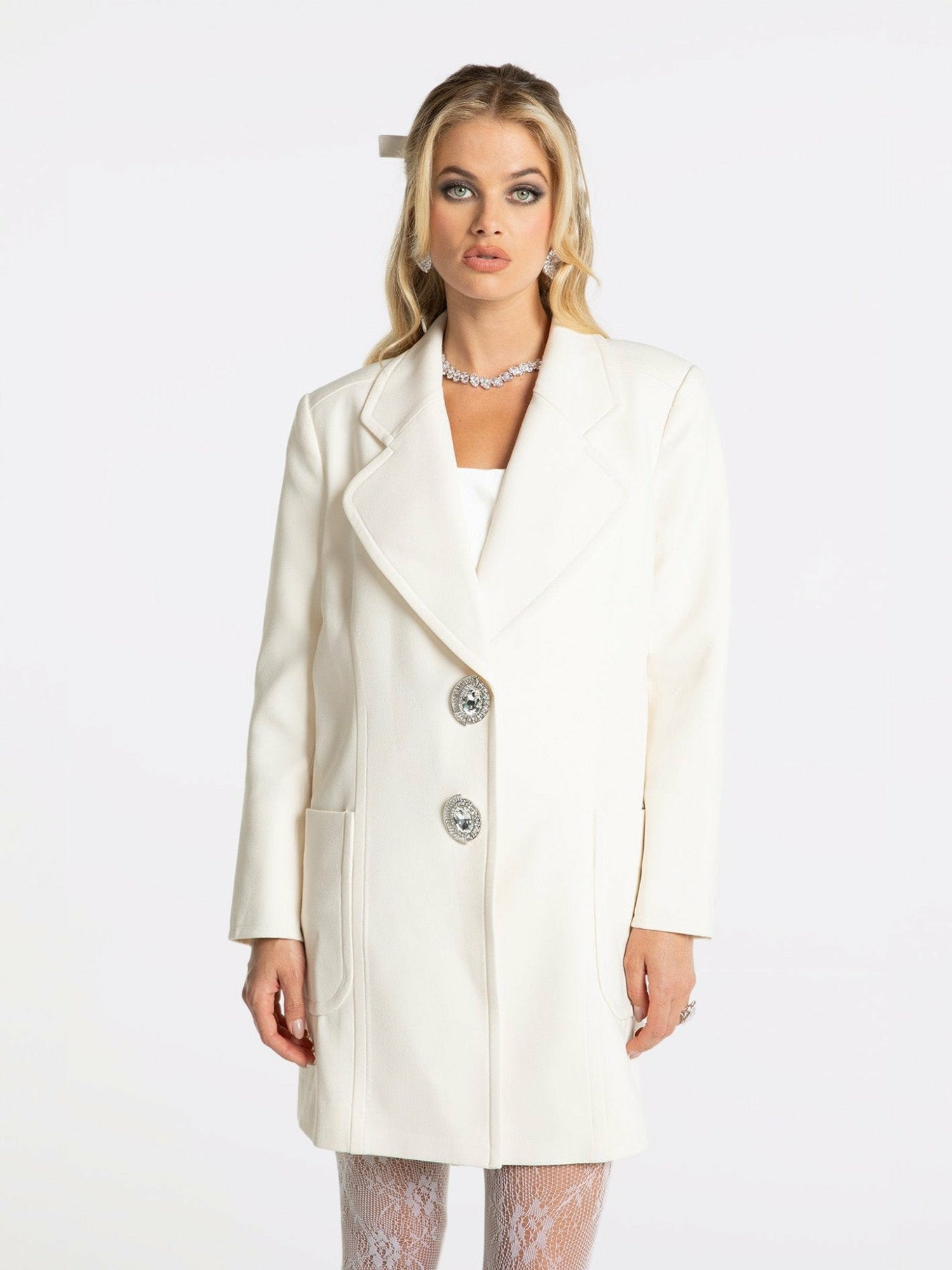 Nadine Coat: White Coat for Winter Wedding Guest | Nana Jacqueline