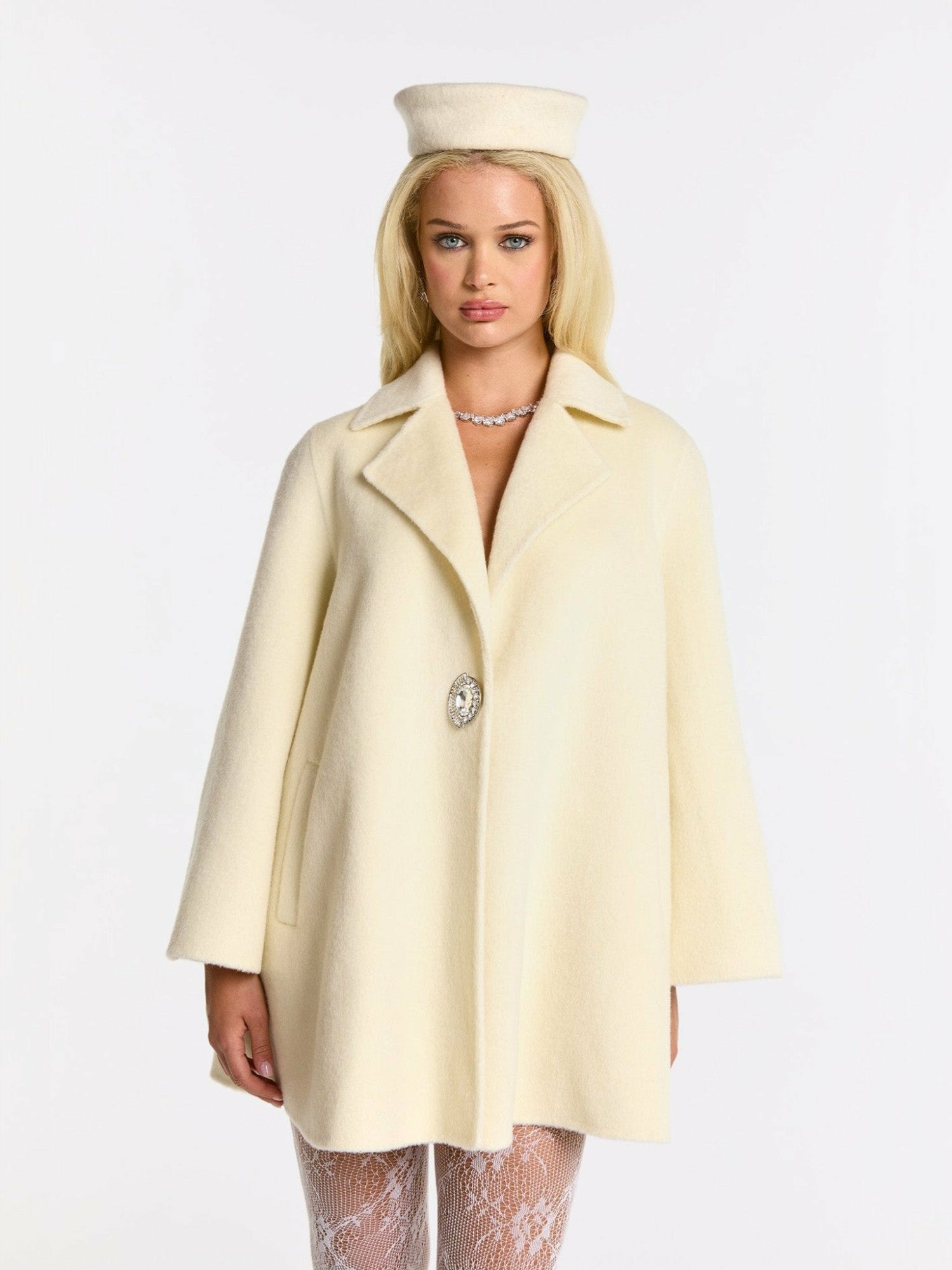 Olivia Coat: White Coat for Winter Formal Event | Nana Jacqueline