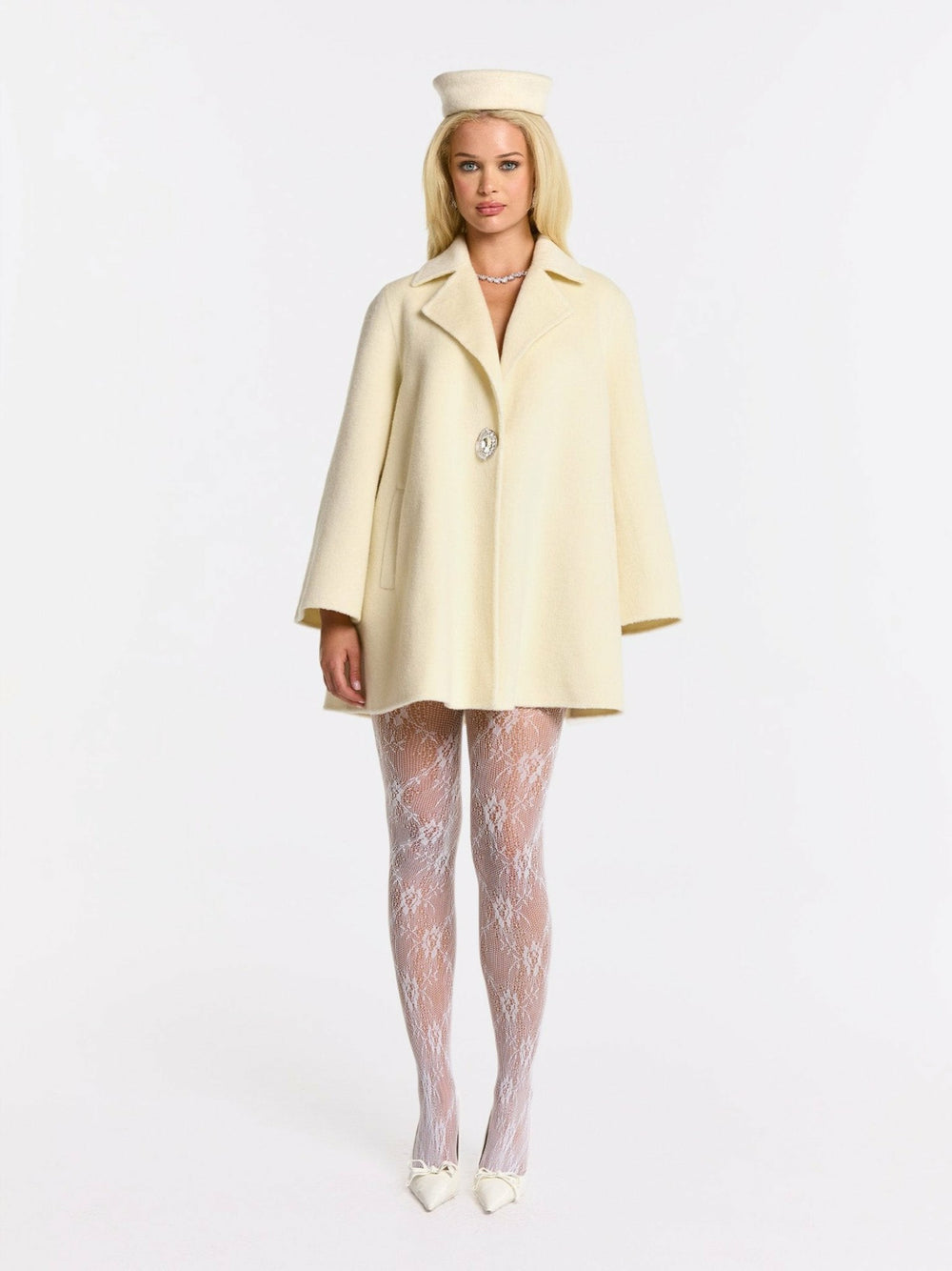 Olivia Coat: White Coat for Winter Formal Event | Nana Jacqueline
