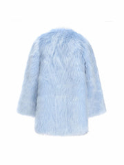 Adeline Fur Coat: Blue Fur Coat for Winter Party | Nana Jacqueline