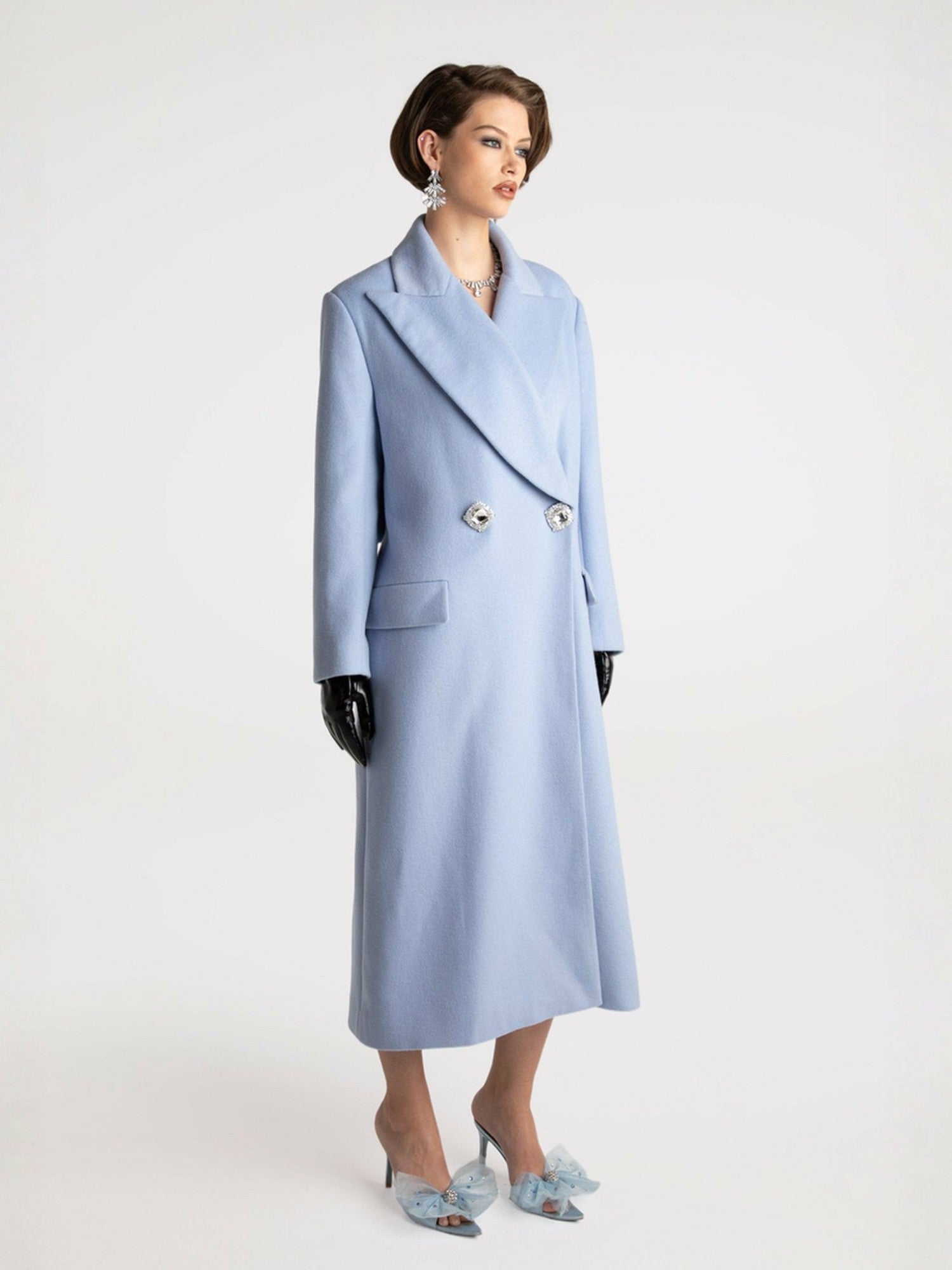 Kimberly Coat: Blue Coat for Cocktail Party | Nana Jacqueline