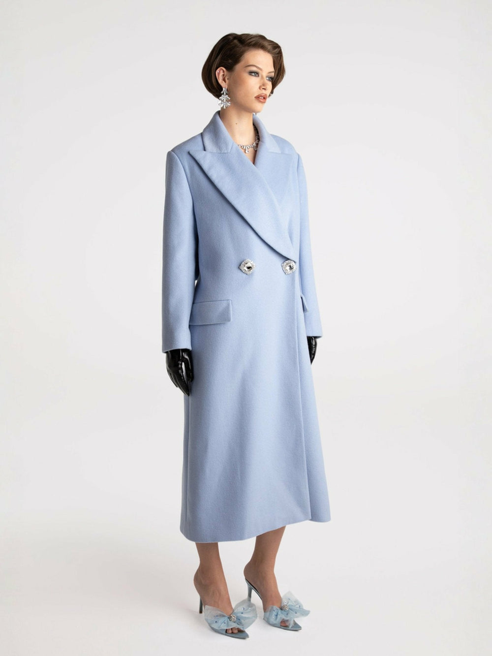 Kimberly Coat: Blue Coat for Cocktail Party | Nana Jacqueline