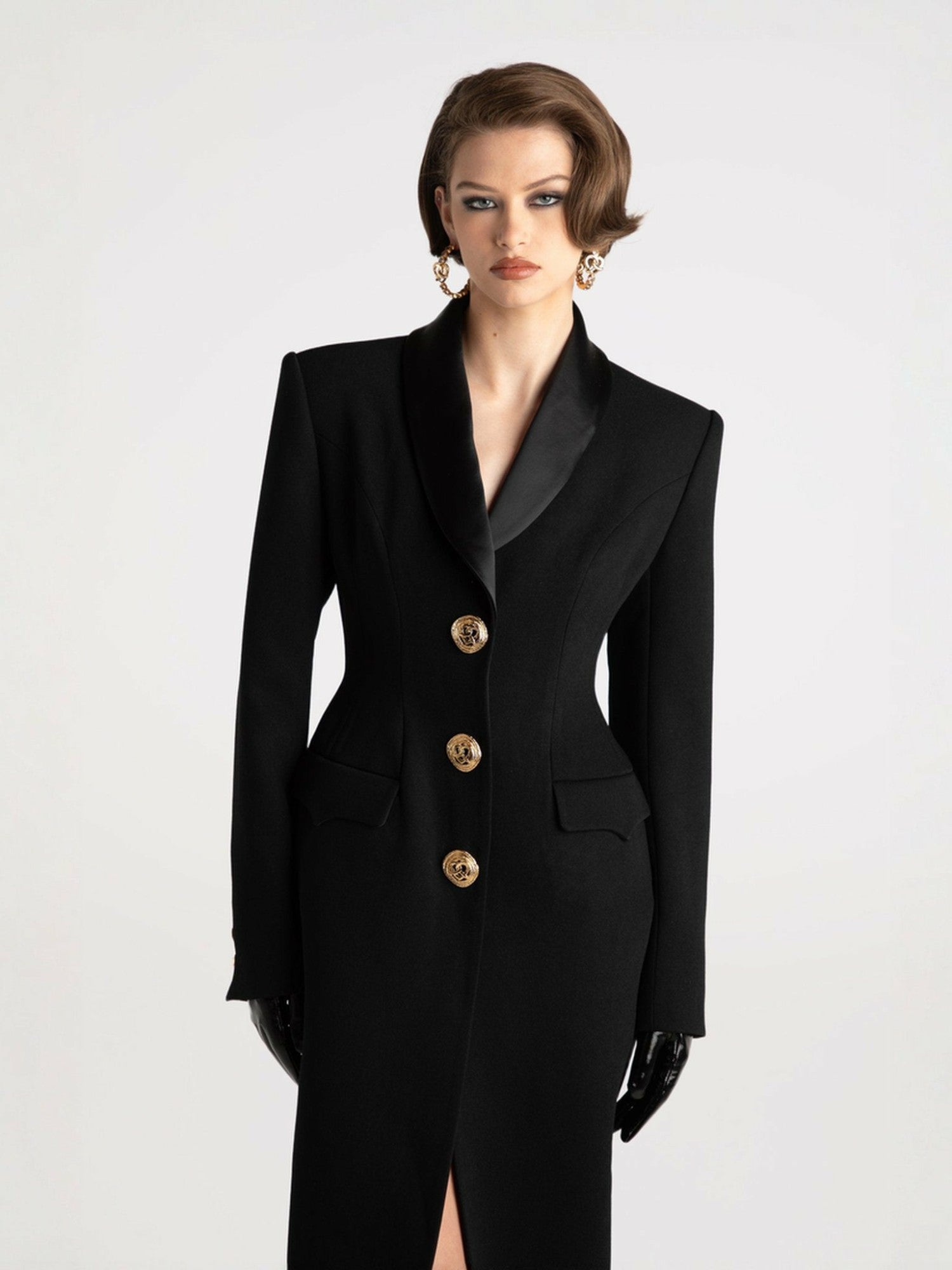 Evie Long Suit Jacket: Black Suit Jacket for Cocktail Party | Nana Jacqueline