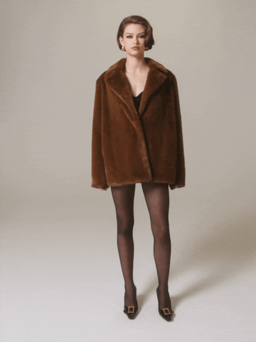 Phoebe Fur Jacket: Brown Fur Jacket for Evening Events | Nana Jacqueline