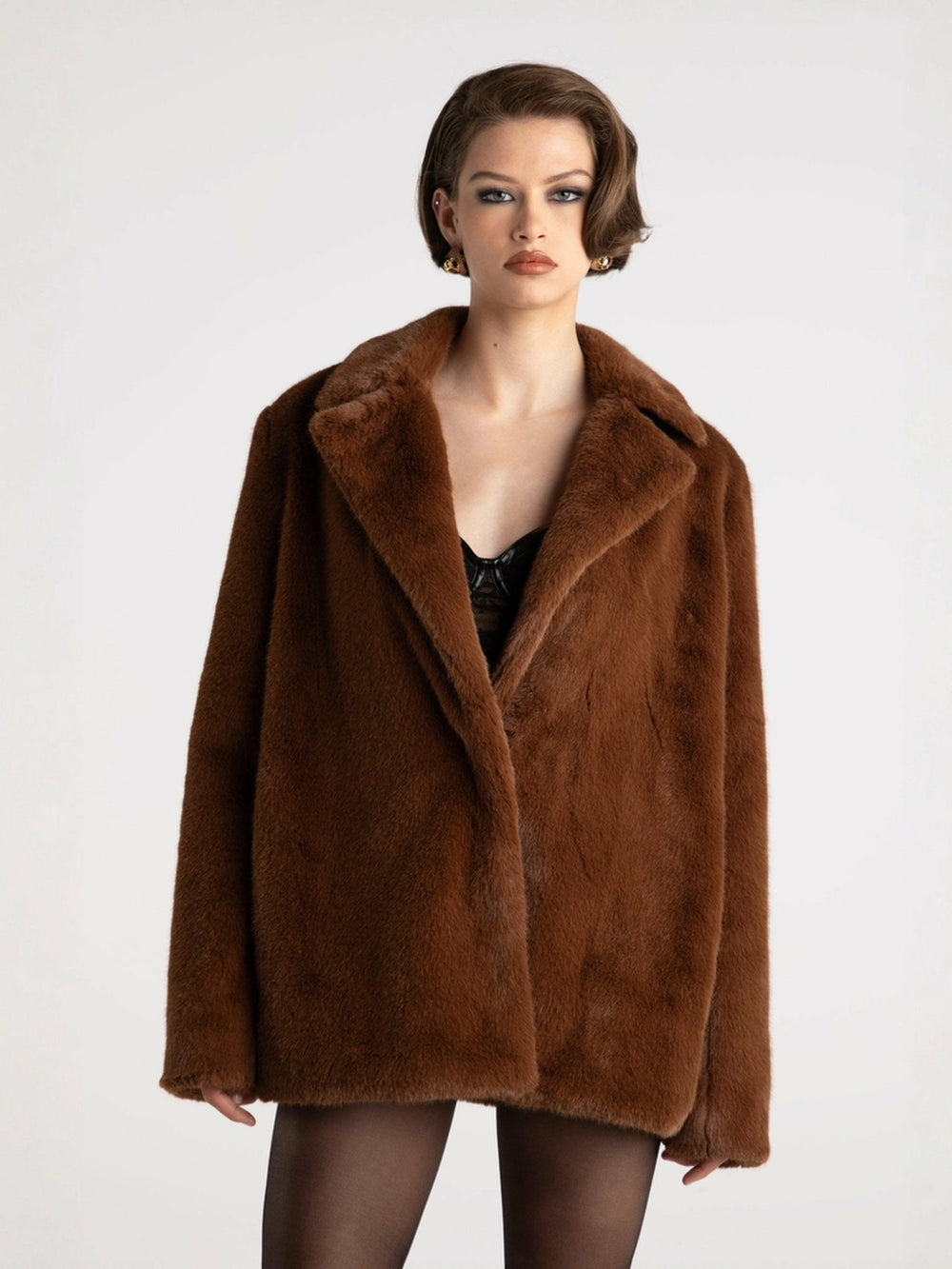Phoebe Fur Jacket: Brown Fur Jacket for Evening Events | Nana Jacqueline