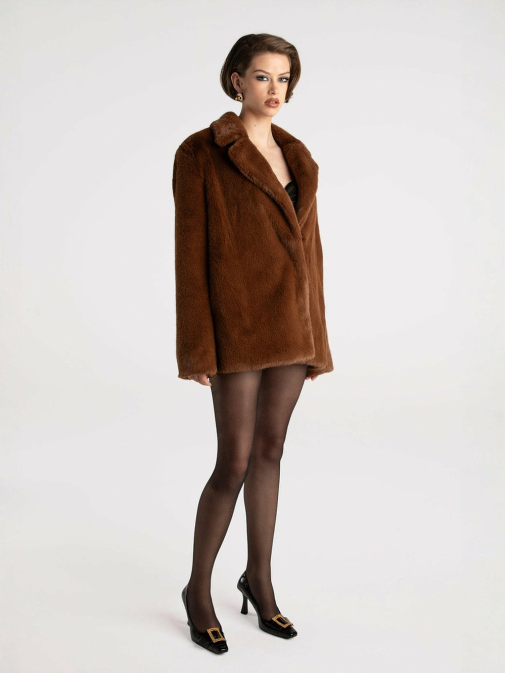 Phoebe Fur Jacket: Brown Fur Jacket for Evening Events | Nana Jacqueline