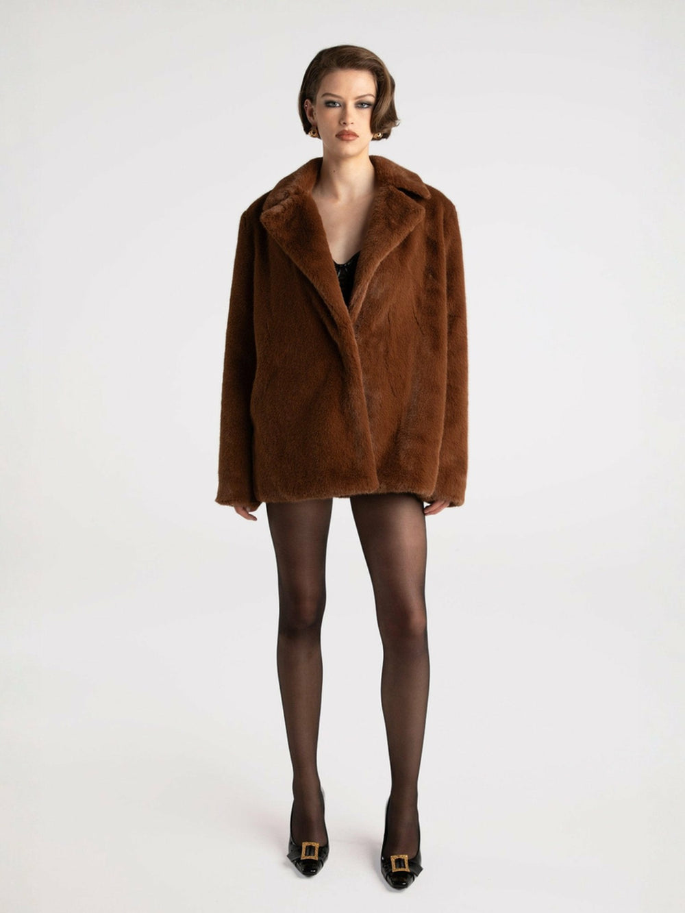 Phoebe Fur Jacket: Brown Fur Jacket for Evening Events | Nana Jacqueline