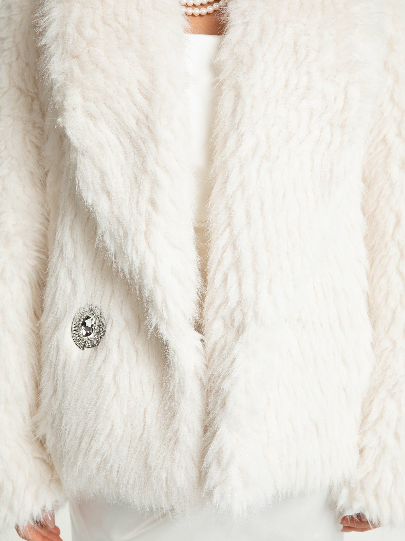 Alyssa Fur Coat: White Fur Coat for Winter Party | Nana Jacqueline