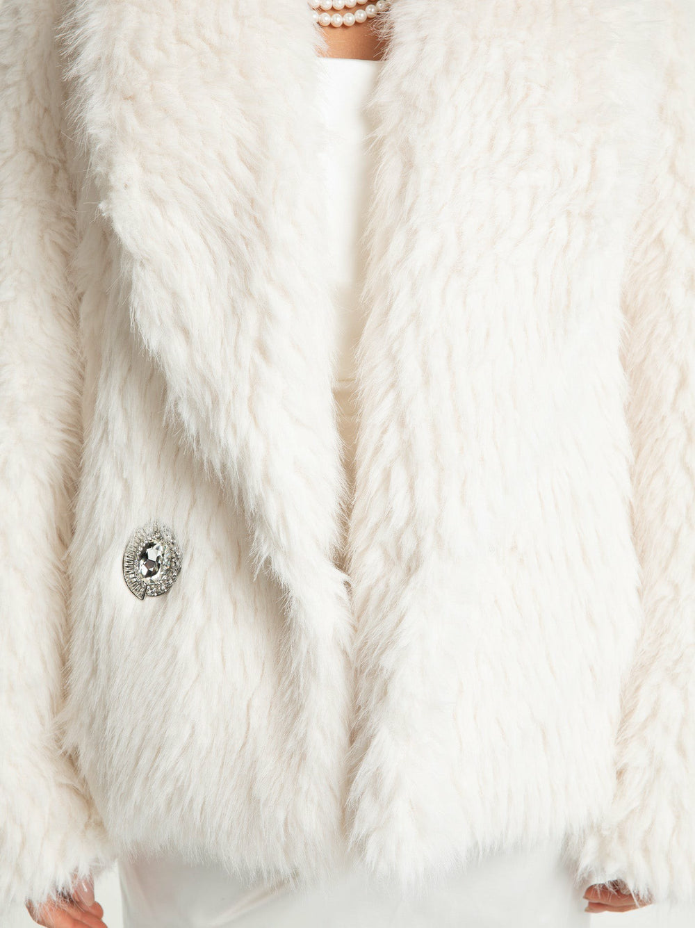 Alyssa Fur Coat: White Fur Coat for Winter Party | Nana Jacqueline
