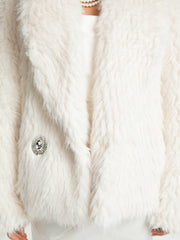 Alyssa Fur Coat: White Fur Coat for Winter Party | Nana Jacqueline