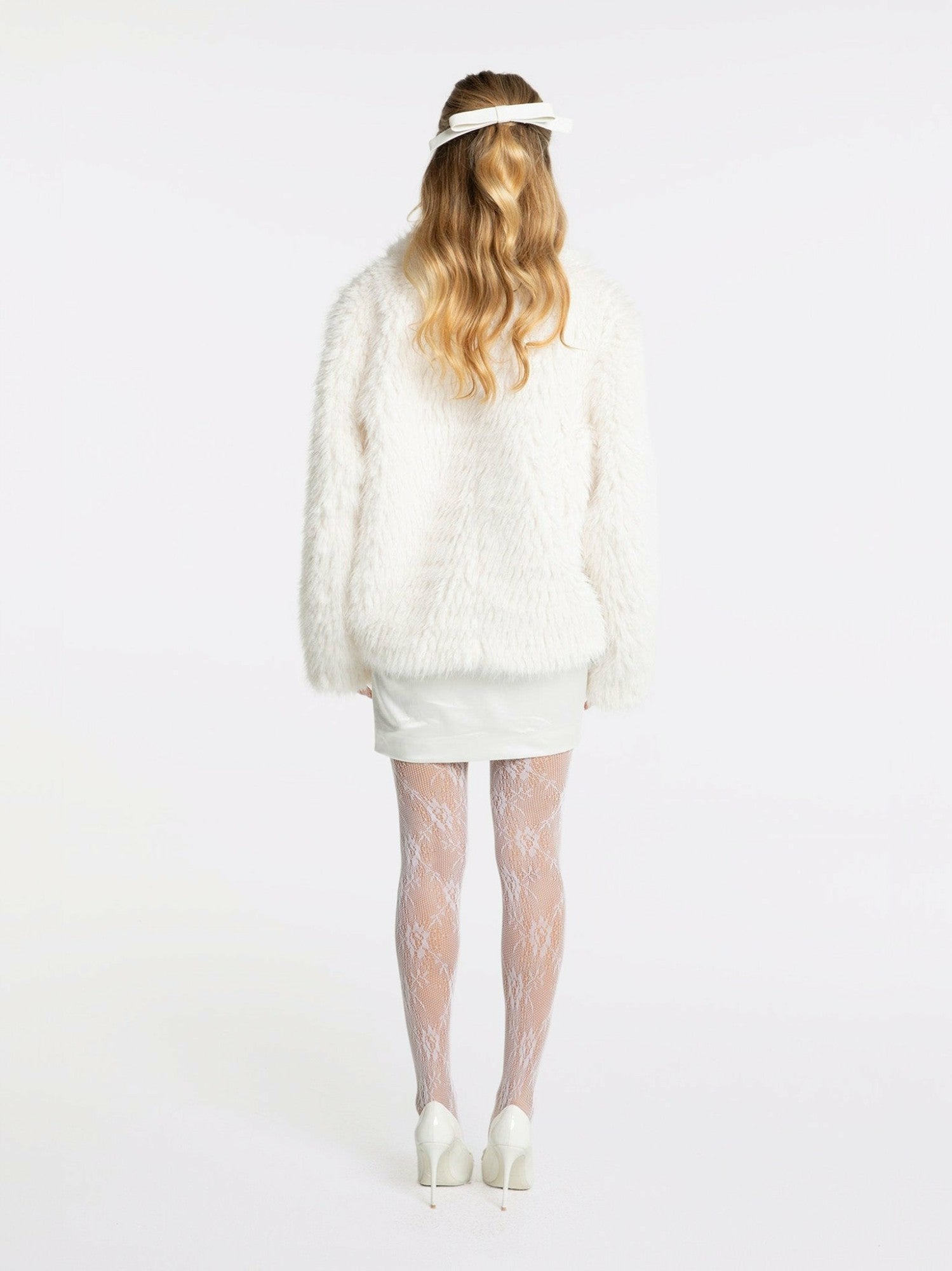 Alyssa Fur Coat: White Fur Coat for Winter Party | Nana Jacqueline