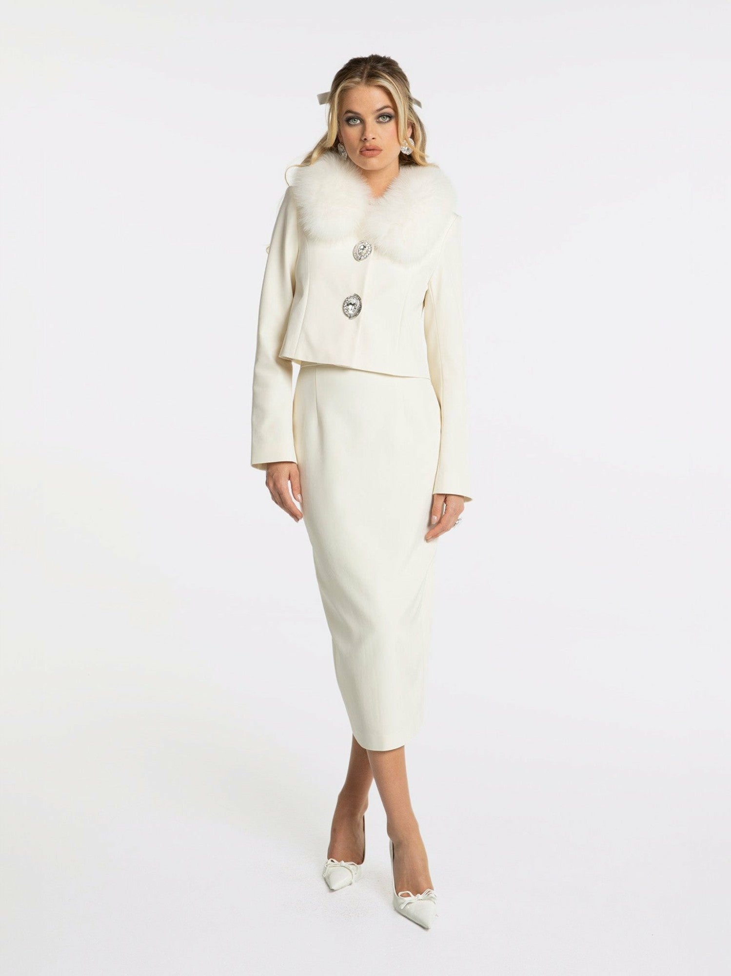 Claira Coat: Off-White Coat for Rehearsal Dinner | Nana Jacqueline