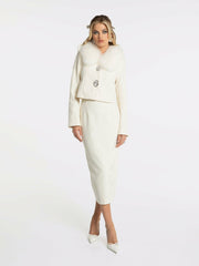 Claira Coat: Off-White Coat for Rehearsal Dinner | Nana Jacqueline