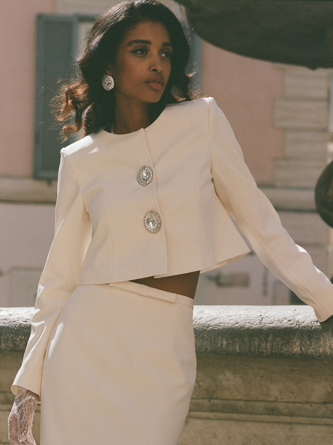 Claira Coat: Off-White Coat for Rehearsal Dinner | Nana Jacqueline