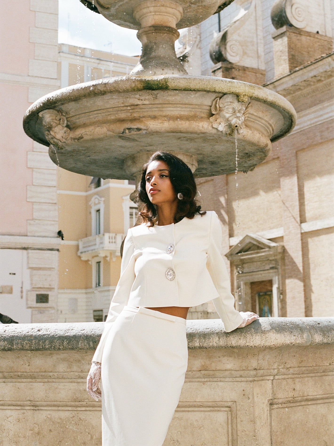 Claira Coat: Off-White Coat for Rehearsal Dinner | Nana Jacqueline