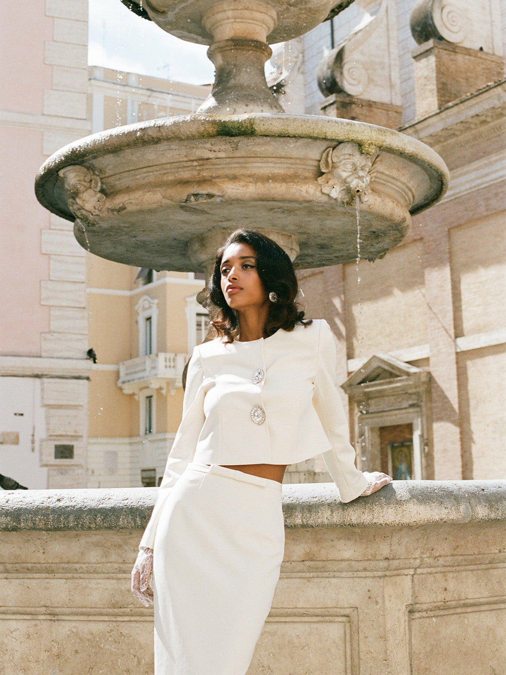 Claira Coat: Off-White Coat for Rehearsal Dinner | Nana Jacqueline