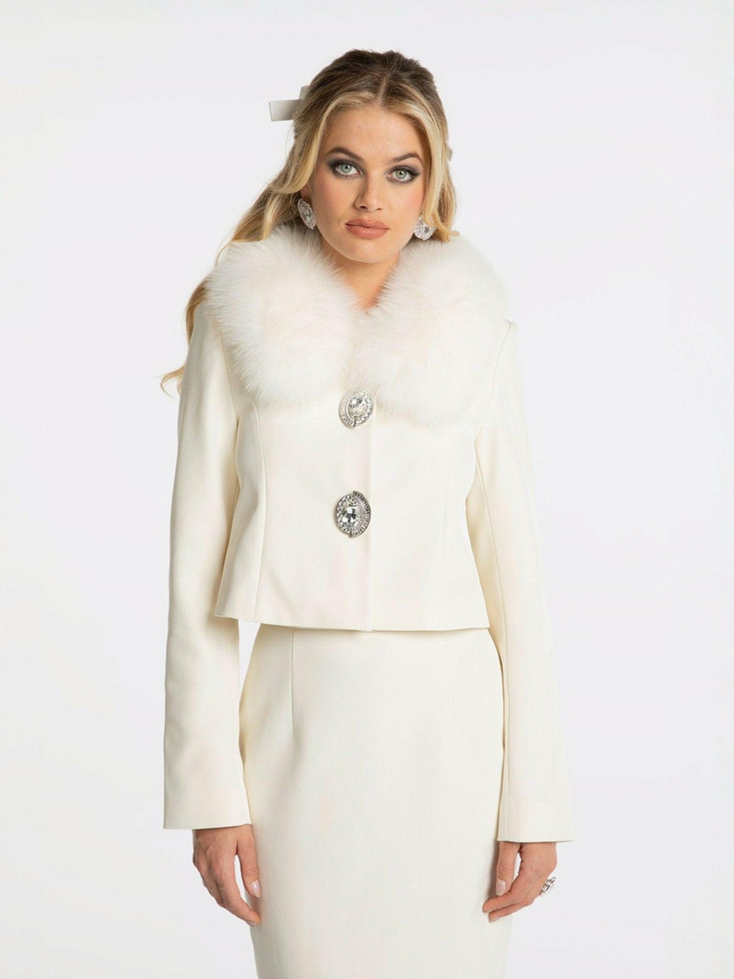 Claira Coat: Off-White Coat for Rehearsal Dinner | Nana Jacqueline