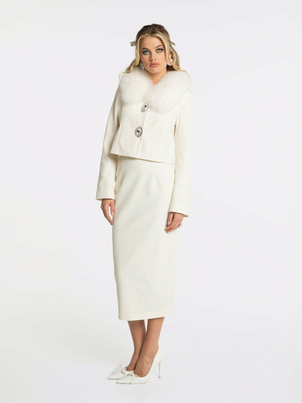 Claira Coat: Off-White Coat for Rehearsal Dinner | Nana Jacqueline