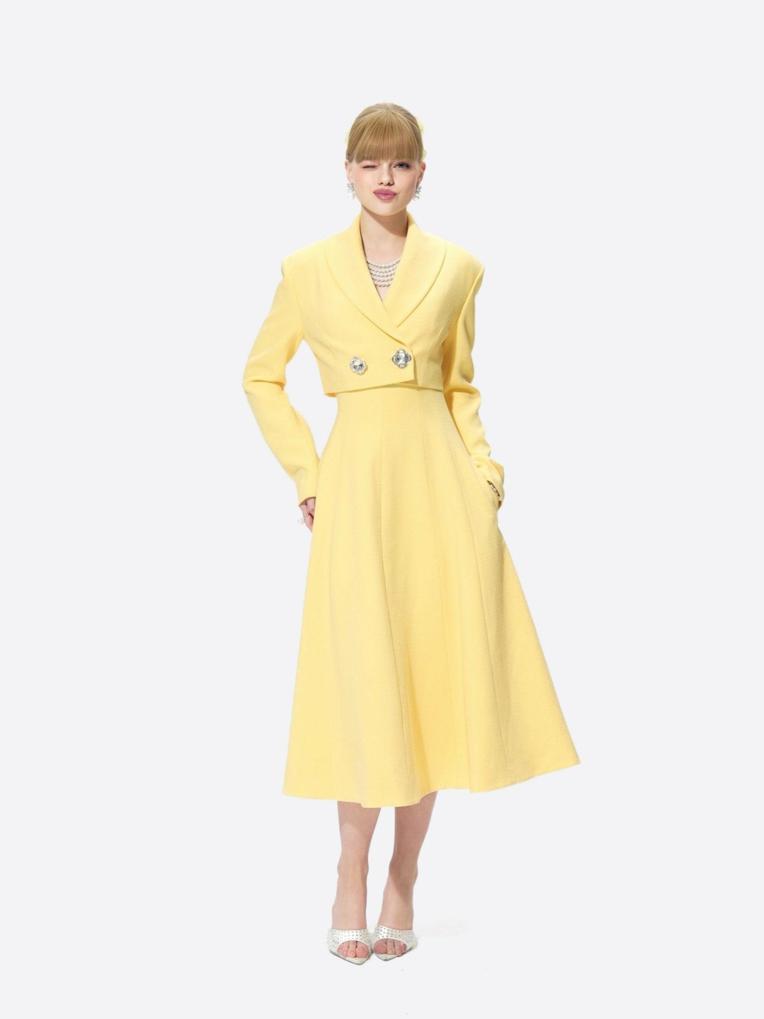 Veronica Crop Blazer: Yellow Blazer for Brunch | Nana Jacqueline