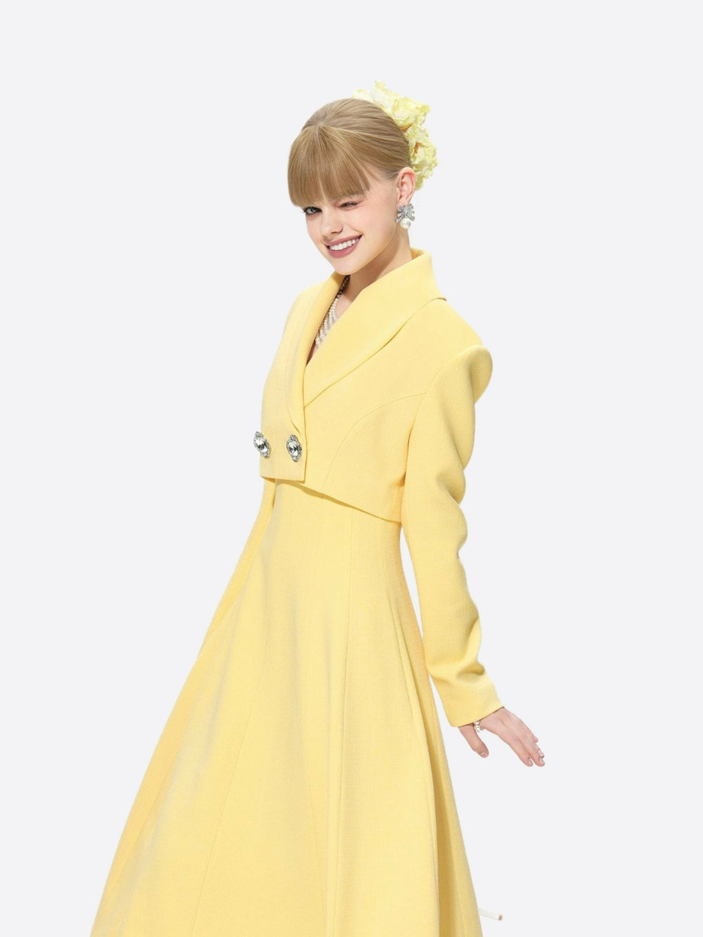 Veronica Crop Blazer: Yellow Blazer for Brunch | Nana Jacqueline