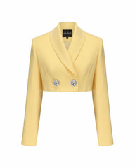 Veronica Crop Blazer: Yellow Blazer for Brunch | Nana Jacqueline